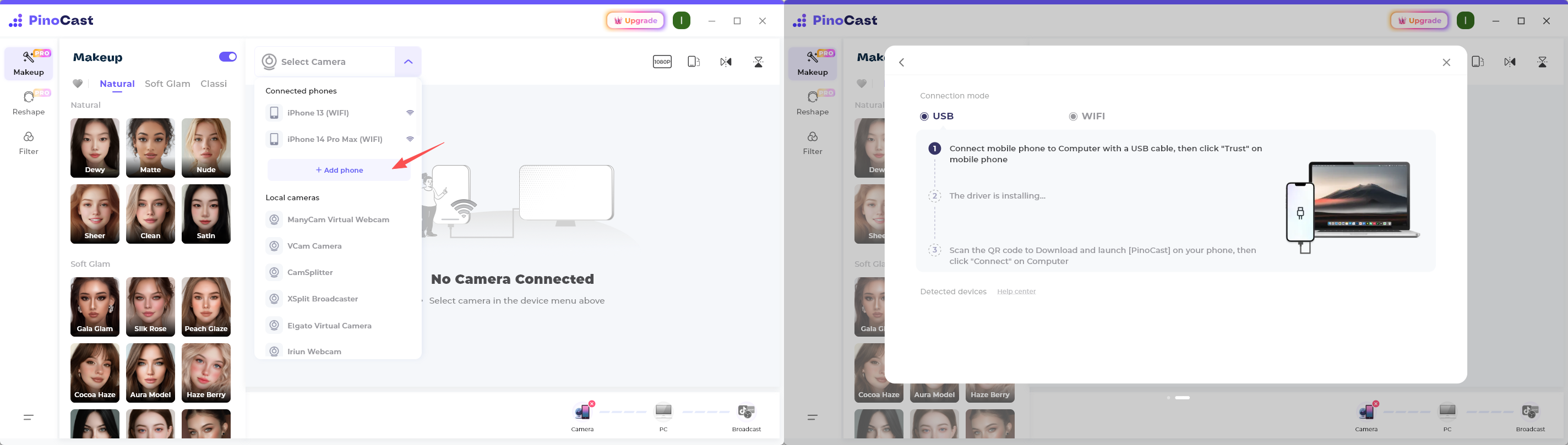 Connect via USB - Add phone