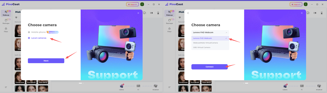 Connect via Webcam - Step 1